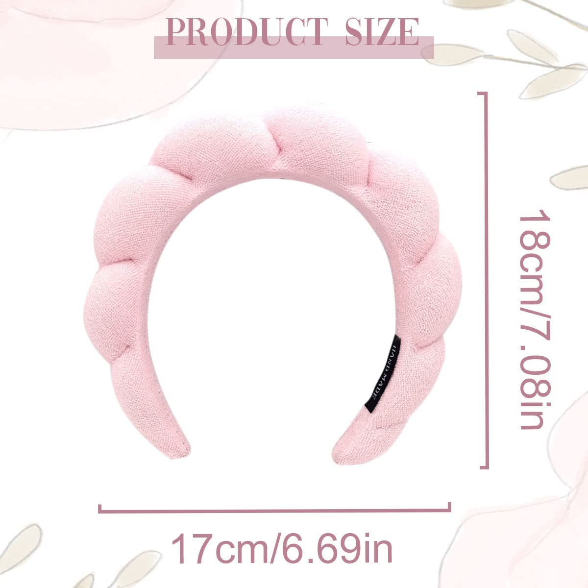 Ycfish Spa Headband, Pink - Hairband for Women's Washing Face, Bubble Headband for Skincare, Soft Non Slip Headband with Thickened Sponge for Adult Females, 1 Count