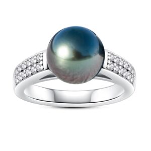 mihiarii tahitian black pearl anniversary ring moissanite iced out sterling silver s925 rings birthday mothers day valentines day christmas gifts for mom her women 6