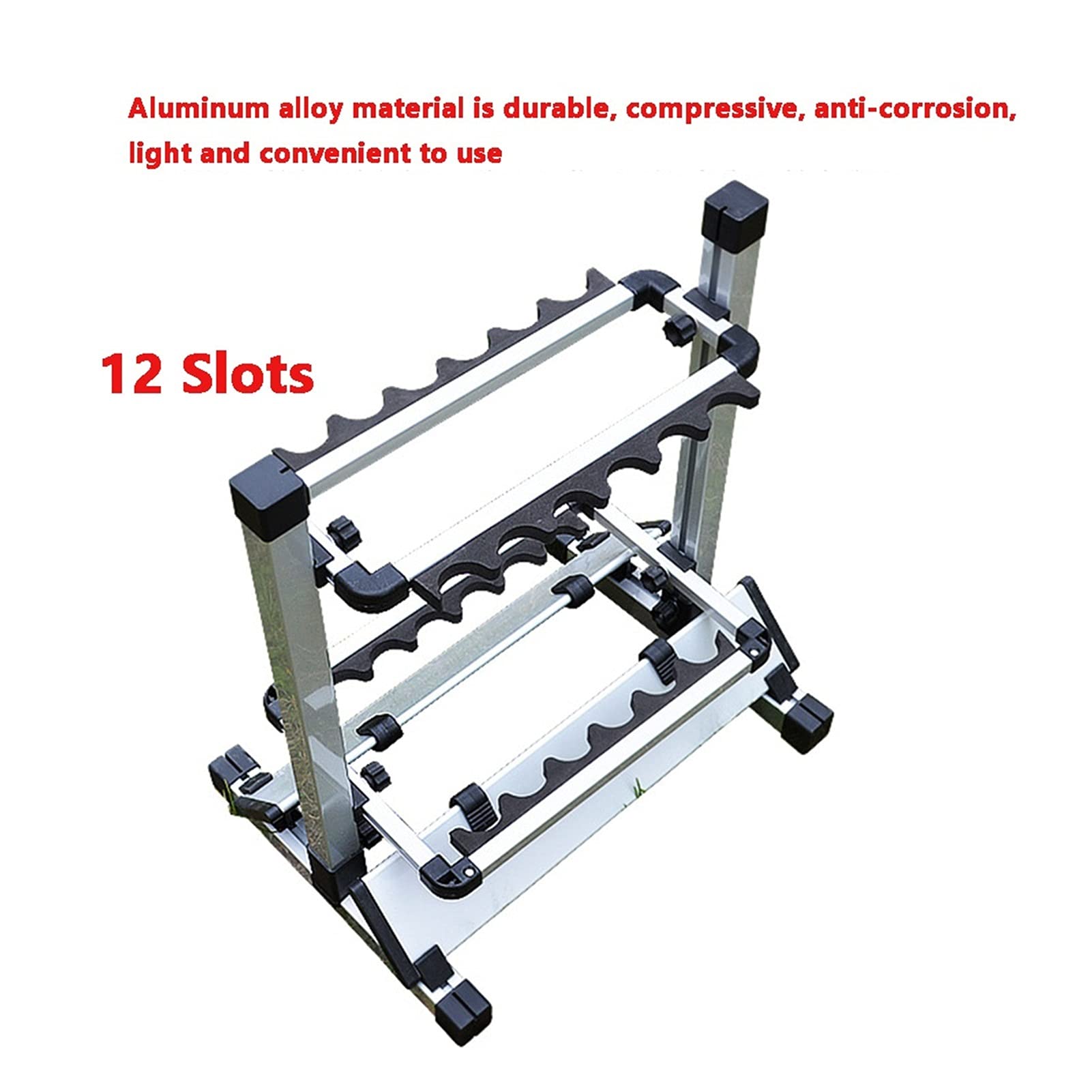 Multifunctional Rod Holders for Shore Fishing Fishing Rod Rack Holder Aluminum Alloy Fishing Rod Pole Bracket Display Stand Tackle for Fishing Rods Set Capacity Tool 12 Slots Beach Fishing Rod Holder