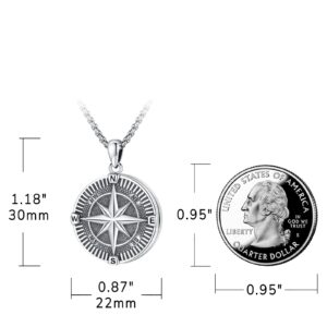 Compass Locket Necklace that Hold 2 Pictures memorial jewelry Photo Locket for Womens Mens small locket Sterling Silver 925 round circle locket pendant female male