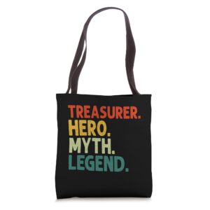 treasurer hero myth legend vintage funny treasurer tote bag