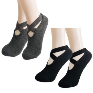 2 pairs yoga socks pilates socks non slip grip socks for women pilates ballet barefoot workout non slip socks with straps