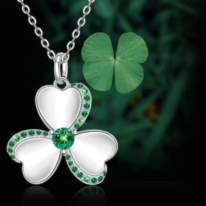 Talonior Shamrock Necklace St Patricks Day Necklace Clover Shamrock Pendant 925 Sterling Silver Luck Celtic Irish Green Lucky Jewelry Gifts (Shamrock4)