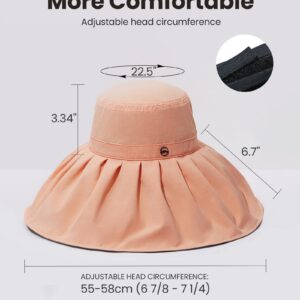 BENEUNDER Large Brim Floppy Sun Hats for Women Summer Beach Sun Hat Foldable UPF 50+ (Ivory)