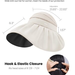 BENEUNDER Large Brim Foldable Sun Visor for Women UPF50+ UV Protection (Beige)