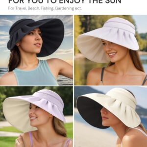 BENEUNDER Large Brim Foldable Sun Visor for Women UPF50+ UV Protection (Pink)