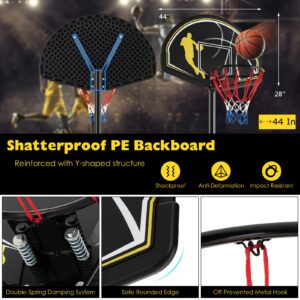 Goplus Portable Basketball Hoop Outdoor Indoor, 4.25-10FT 12-Level Adjustable Basketball Goal w/ 44’’ Shatterproof Backboard, Fillable Base, Basketball Stand System for Kids Teens Youth Adults