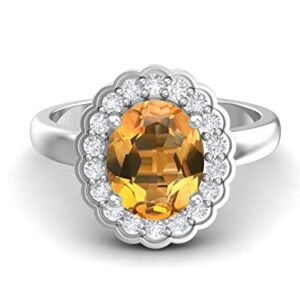 MOONEYE 10x8mm Oval Shape Natural Citrine Solitaire Engagement 925 Sterling Silver Birthstone Promise Ring (Sterling Silver, 11)