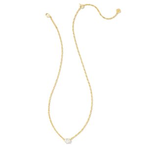 Kendra Scott Cailin 14k Gold-Plated Brass Pendant Necklace in White Crystal, Fashion Jewelry for Women