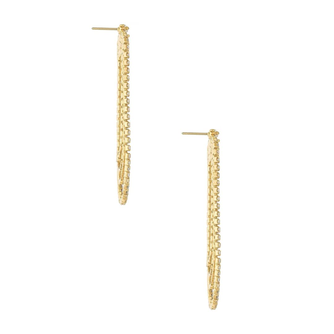 Ettika Dangle Earrings for Women. Crystal Oval 18k Gold Plated Drape Earrings. Fashion Jewelry