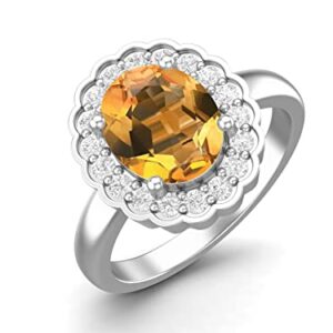 MOONEYE 10x8mm Oval Shape Natural Citrine Solitaire Engagement 925 Sterling Silver Birthstone Promise Ring (Sterling Silver, 11)