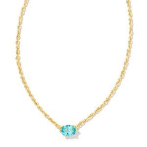 kendra scott cailin 14k gold-plated brass pendant necklace in aqua crystal, fashion jewelry for women