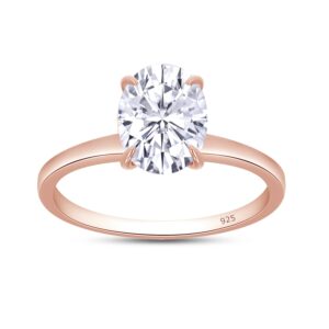 SAVEARTH DIAMONDS 1 1/3 CT Oval Cut Lab Created Moissanite Diamond Solitaire Engagement Ring For Women In 14k Rose Gold Plated 925 Sterling Silver (Clarity : VVS1,1.30 Cttw)-5