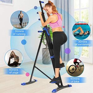 The ONLY Vertical Climber Machine Combined Resistance Training and High-Intensity Cardio for Home, More Than 350 lbs Weight Capacity，Full Body Stair Climber，Home Gym Exercise Machine (Blueblack)