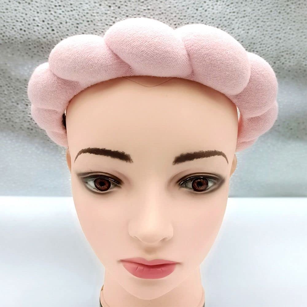 CHERSE Spa Headband for Women Sponge Terry Towel Cloth Fabric Head Band for Skincare Face Washing Makeup Removal Shower Hair Accessories (Pink 1pc)