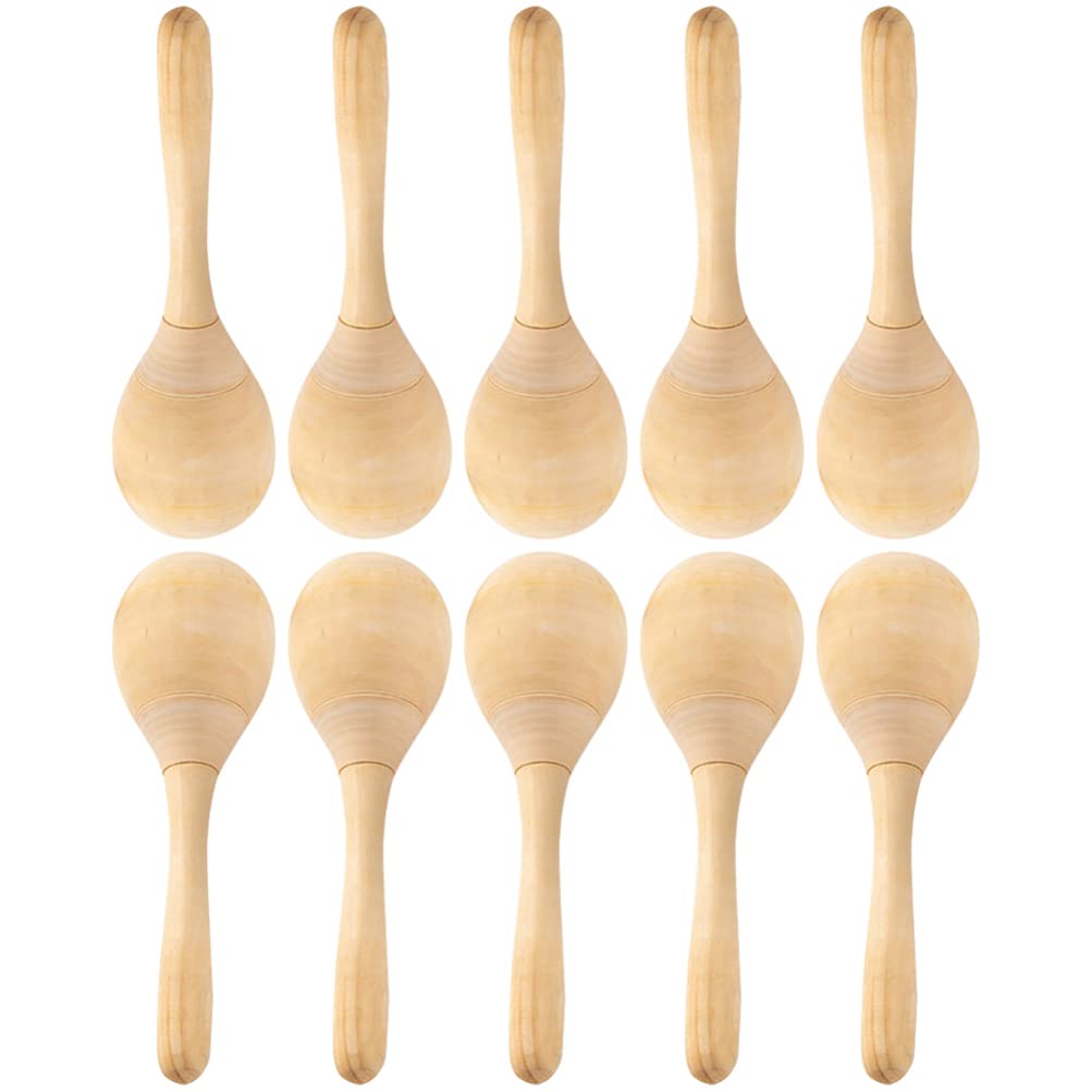 MAGICLULU 10pcs Maracas Hand Percussion Rattles DIY Wood Maracas with Crisp Blow Sound for Music Party Favors