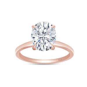 SAVEARTH DIAMONDS 2.50 Carat 8X10MM Oval Cut Lab Created Moissanite Diamond Solitaire Engagement Ring For Women In 14k Rose Gold Plated 925 Sterling Silver (Color : G-H, Clarity : VVS1, 2.50Ct)-6