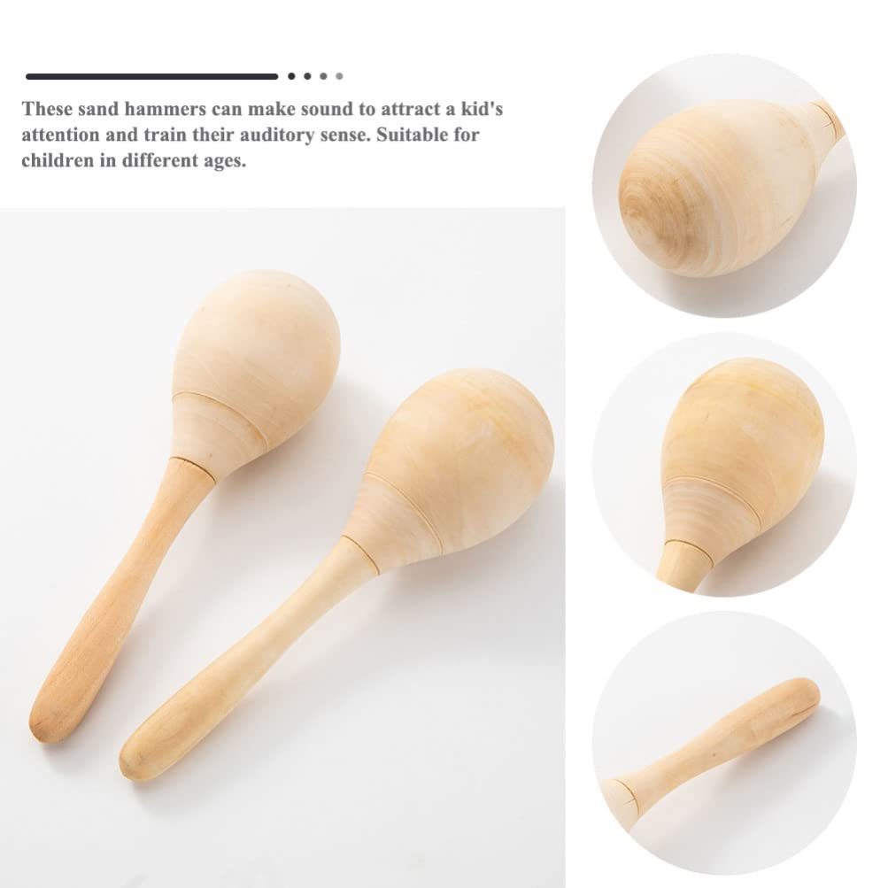 MAGICLULU 10pcs Maracas Hand Percussion Rattles DIY Wood Maracas with Crisp Blow Sound for Music Party Favors