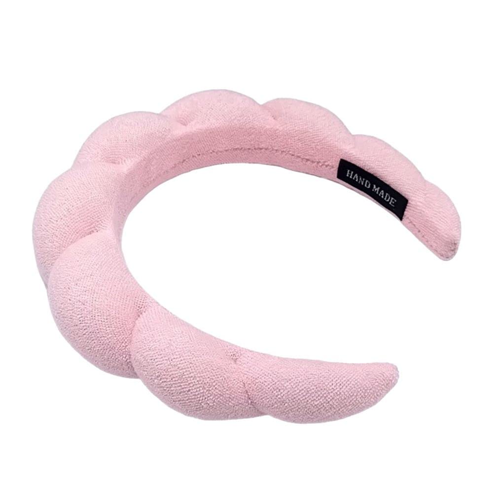 CHERSE Spa Headband for Women Sponge Terry Towel Cloth Fabric Head Band for Skincare Face Washing Makeup Removal Shower Hair Accessories (Pink 1pc)