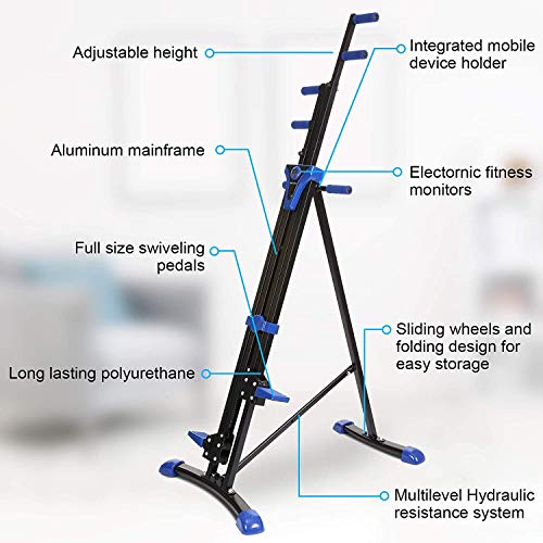 The ONLY Vertical Climber Machine Combined Resistance Training and High-Intensity Cardio for Home, More Than 350 lbs Weight Capacity，Full Body Stair Climber，Home Gym Exercise Machine (Blueblack)