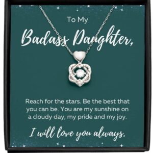 Necklace Gifts for Daughters From Mothers, Daughter Necklace, To My Badass Daughter Necklace From Dad, Daughter Birthday Jewelry, Daughter College Gift