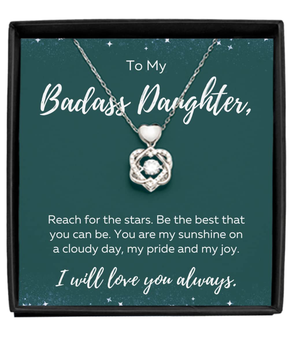 Necklace Gifts for Daughters From Mothers, Daughter Necklace, To My Badass Daughter Necklace From Dad, Daughter Birthday Jewelry, Daughter College Gift