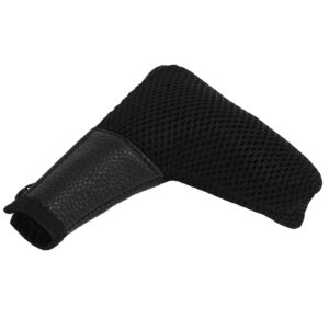 oukens golf club cover, l shaped mesh and leather golf head cover golf club putter headcover protector bag with zipper closure golf club accessories(black)