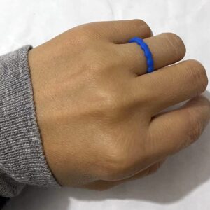 AZYOUNG Womens 3mm Wide Wave Silicone Wedding Ring 10pcs sets Green Blue White Stackable Rubber Bands - US Size 4-10 (8)