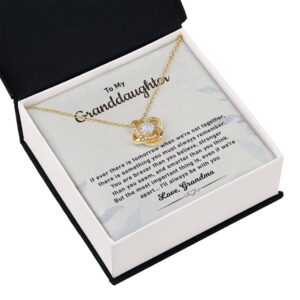 Jewelayer To My Granddaughter Unique Love Knot Necklace From Grandma Grown Up Granddaughter Jewelry Birthday, Wedding Day Gift From Grandma. (A)- 18K Yellow Gold Finish (Standard Box)