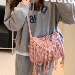 Crossbody Bag Purse Women Cute Hobo Bag Satchel Bag Summer Beach Bag Knit Bag Shoulder Bag Tassels Crochet Tote Handbags