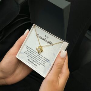 Jewelayer To My Granddaughter Unique Love Knot Necklace From Grandma Grown Up Granddaughter Jewelry Birthday, Wedding Day Gift From Grandma. (A)- 18K Yellow Gold Finish (Standard Box)