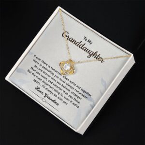 Jewelayer To My Granddaughter Unique Love Knot Necklace From Grandma Grown Up Granddaughter Jewelry Birthday, Wedding Day Gift From Grandma. (A)- 18K Yellow Gold Finish (Standard Box)