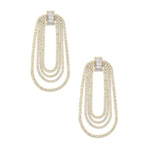 Ettika Dangle Earrings for Women. Crystal Oval 18k Gold Plated Drape Earrings. Fashion Jewelry