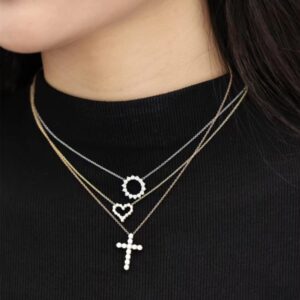 sheborn Cross Necklace for Women, Moissanite Necklace Cross Pendant for Women with 925 Sterling Silver Chain