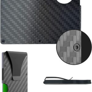 Picture It 3D Carbon Fiber Minimalist Slim Wallet For Men - Front Pocket RFID Blocking Credit Card Holder With Metal Money Clip (Carbon Fiber)