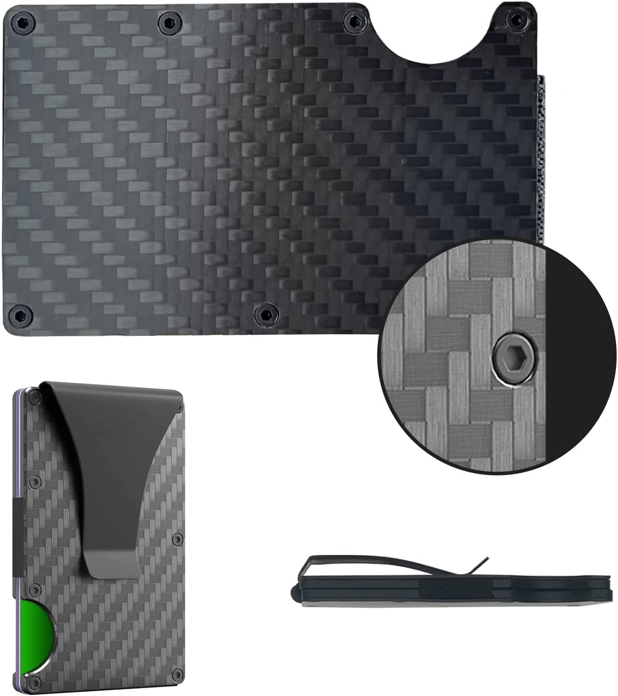 Picture It 3D Carbon Fiber Minimalist Slim Wallet For Men - Front Pocket RFID Blocking Credit Card Holder With Metal Money Clip (Carbon Fiber)