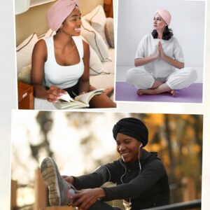 YANIBEST Turbans for Women Satin Bonnet Silk Bonnet for Sleeping Head Wraps Adjustable Twisted Headwrap Pink