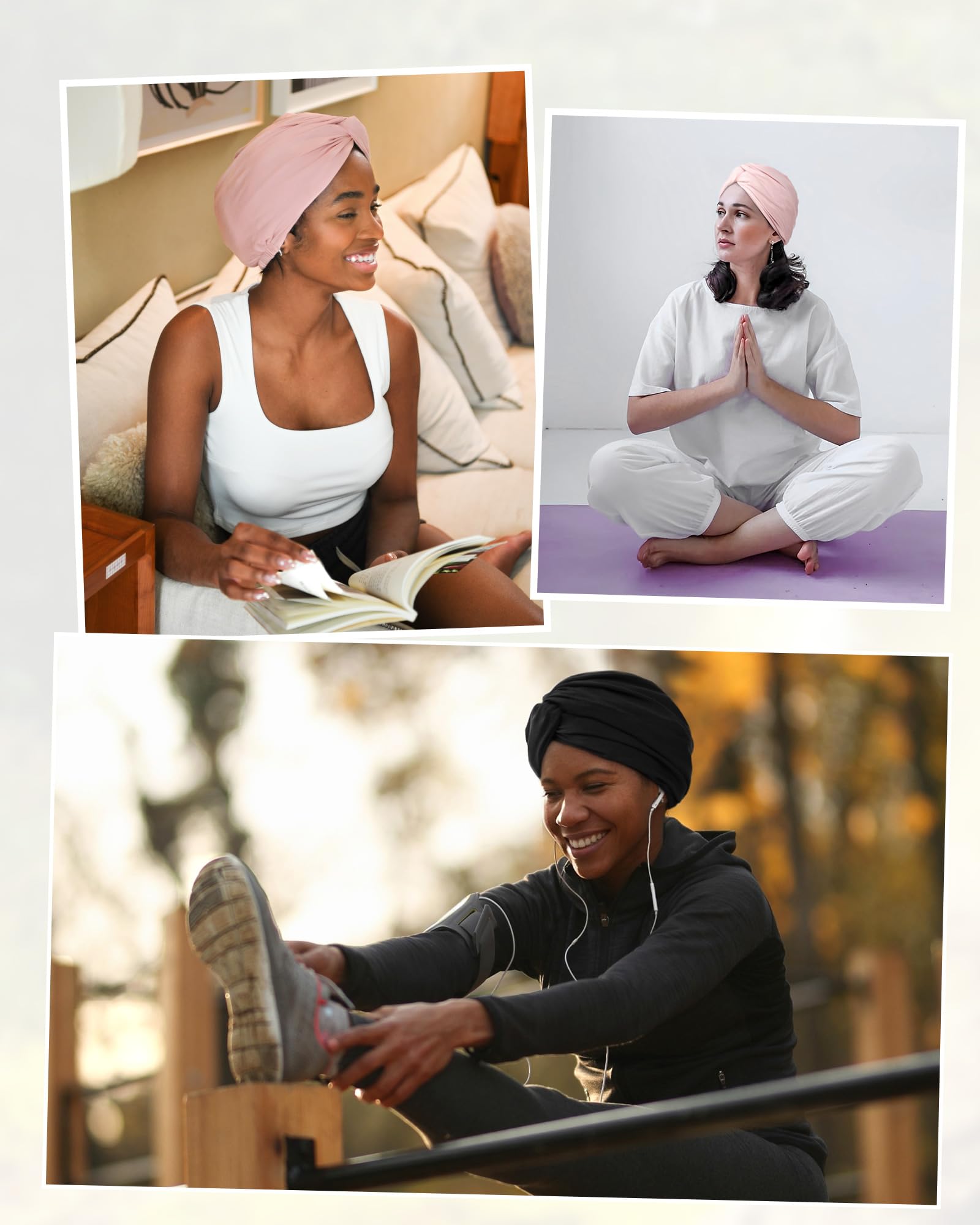 YANIBEST Turbans for Women Satin Bonnet Silk Bonnet for Sleeping Head Wraps Adjustable Twisted Headwrap Pink