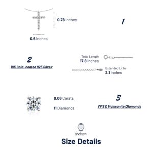 sheborn Cross Necklace for Women, Moissanite Necklace Cross Pendant for Women with 925 Sterling Silver Chain