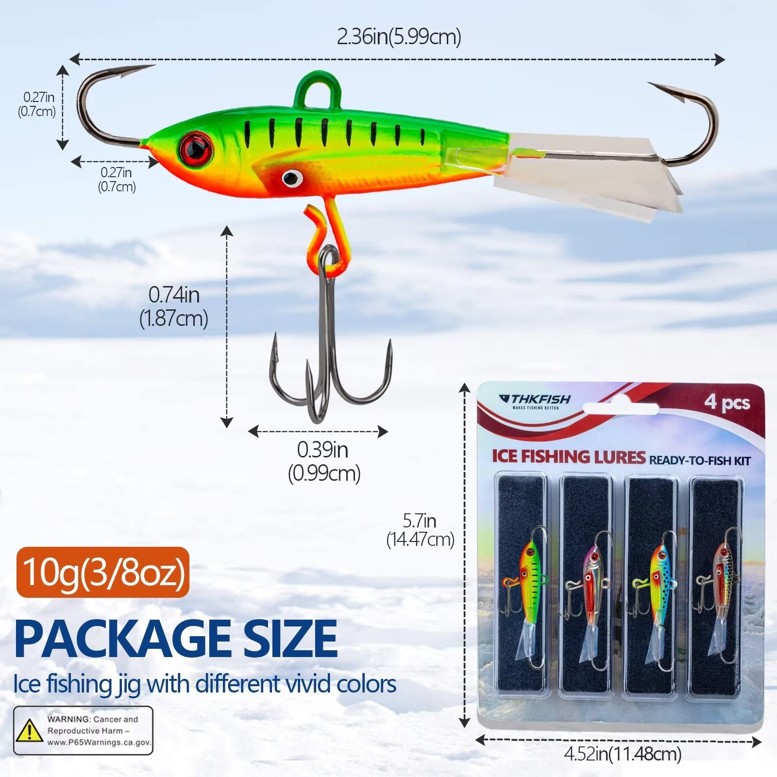 THKFISH Ice Fishing Jigs Vertical Jigs Kit Ice Fishing Tackle A-10g+D-21g