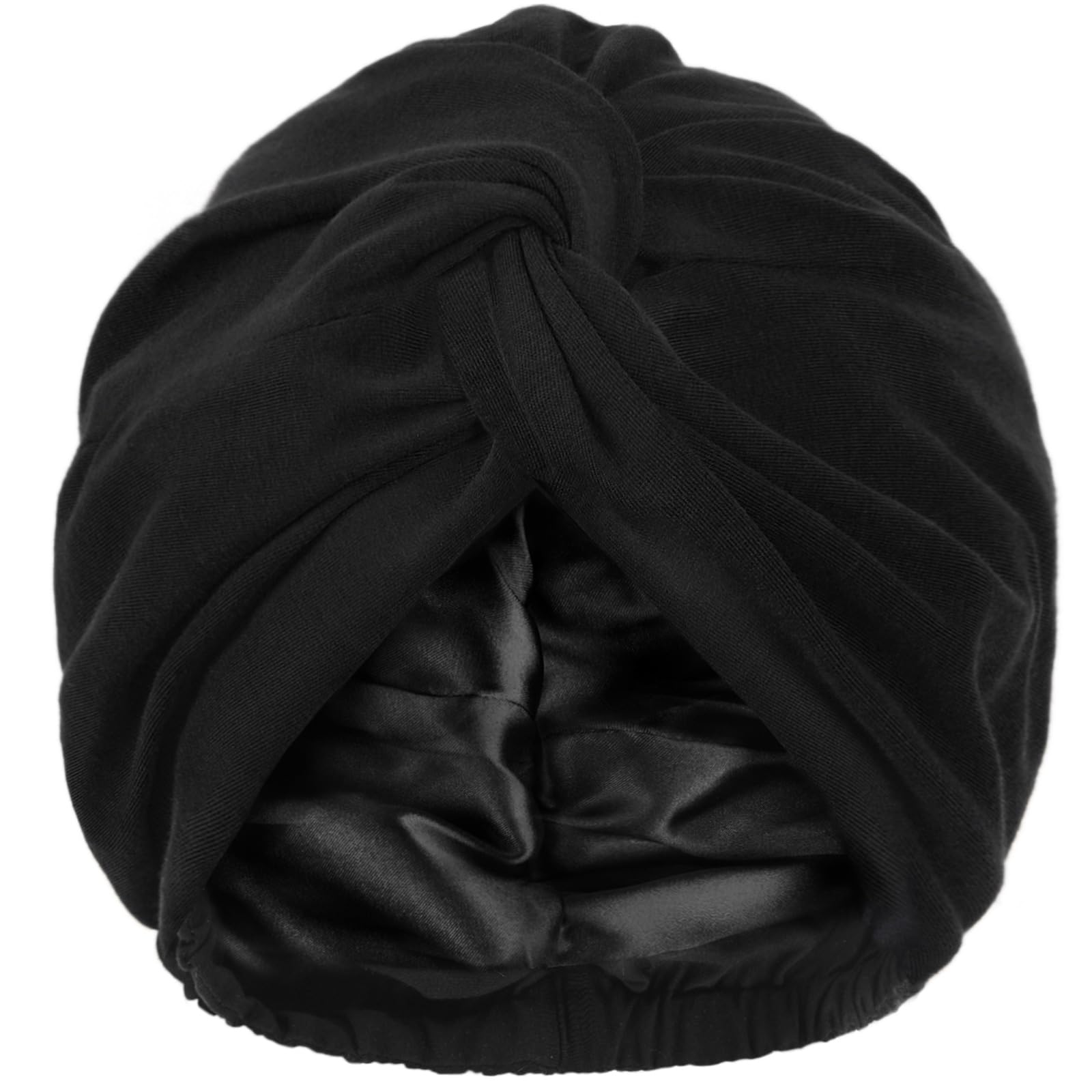 YANIBEST Turbans for Women Satin Bonnet Silk Bonnet for Sleeping Turban Head Wraps for Women Adjustable Twisted Turban Headwrap Black