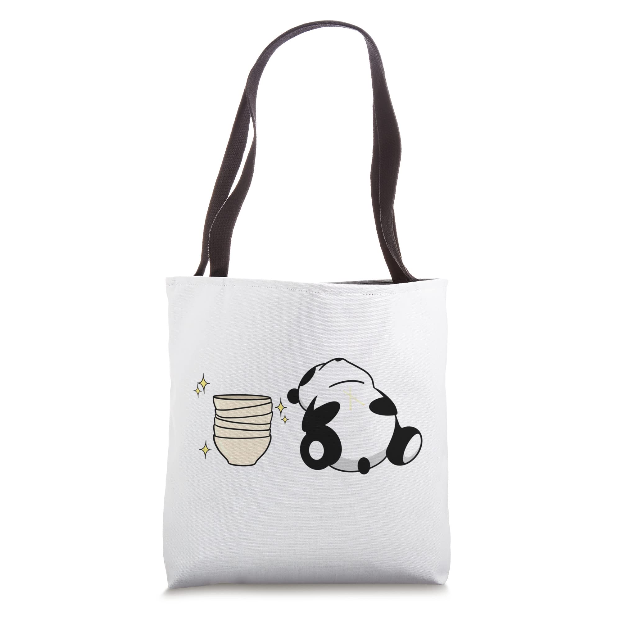 Full Panda laying down sleeping next to stacked empty bowls Tote Bag