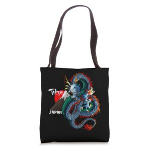 japanese aesthetic dragon tokyo japan asian 80’s manga anime tote bag