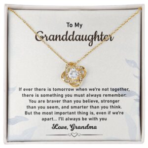 jewelayer to my granddaughter unique love knot necklace from grandma grown up granddaughter jewelry birthday, wedding day gift from grandma. (a)- 18k yellow gold finish (standard box)