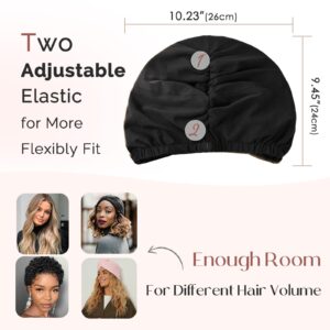 YANIBEST Turbans for Women Satin Bonnet Silk Bonnet for Sleeping Turban Head Wraps for Women Adjustable Twisted Turban Headwrap Black