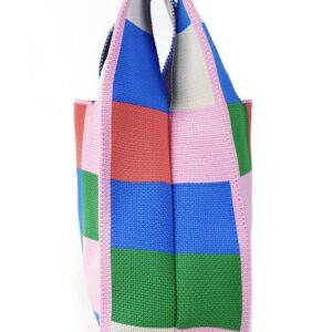 Colour Print Shoulder Bag for Women Fashion Tote Bag Small Hobo Handbag Purse Clucth Light Knit Top Handle Bag