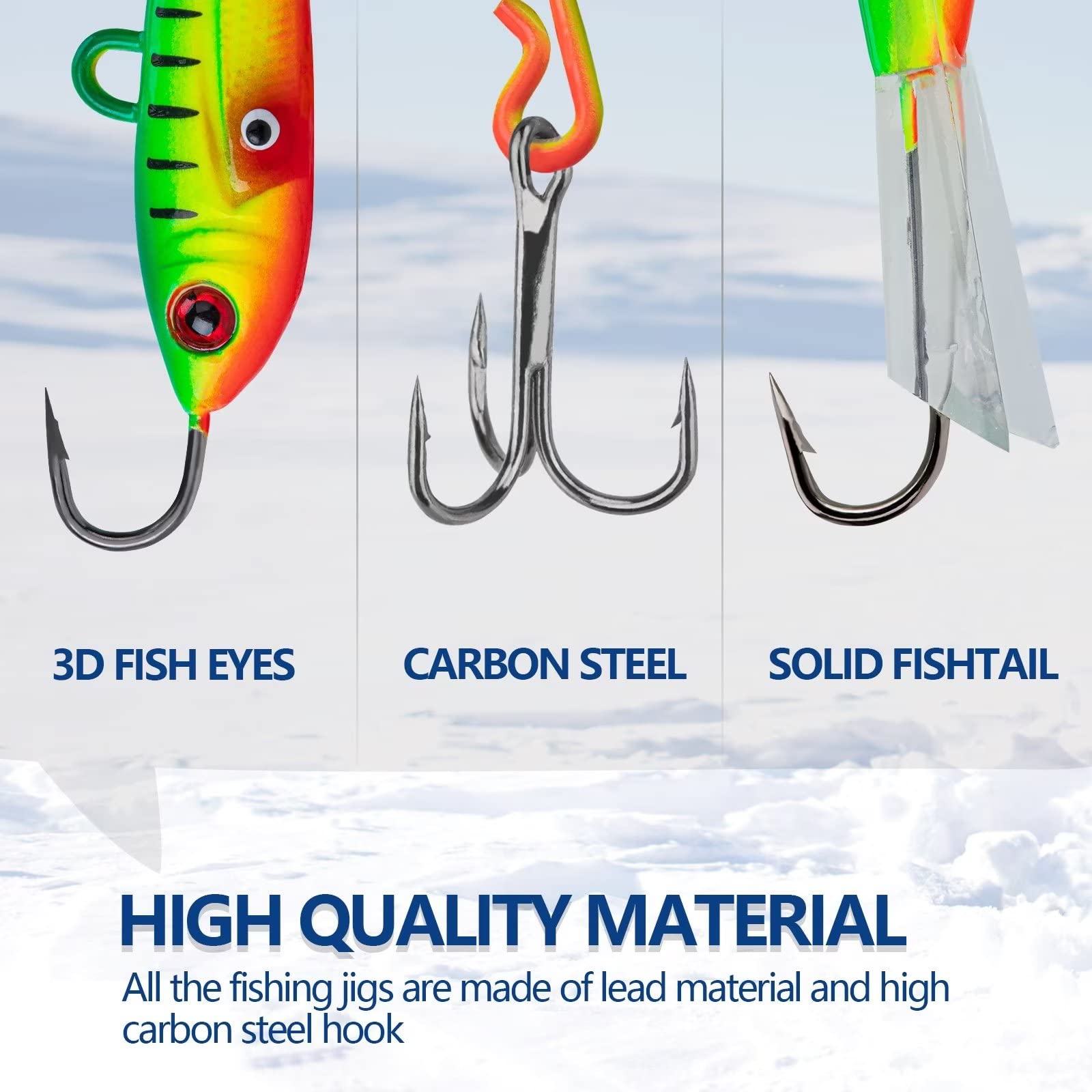 THKFISH Ice Fishing Jigs Vertical Jigs Kit Ice Fishing Tackle A-10g+C-10g