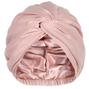 yanibest turbans for women satin bonnet silk bonnet for sleeping head wraps adjustable twisted headwrap pink