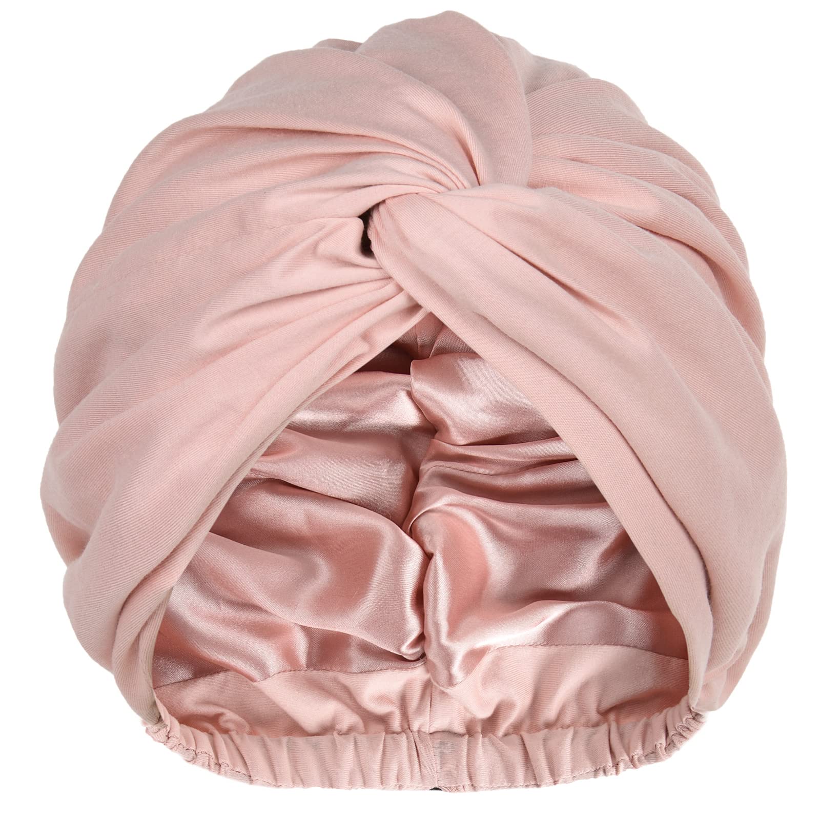 YANIBEST Turbans for Women Satin Bonnet Silk Bonnet for Sleeping Head Wraps Adjustable Twisted Headwrap Pink