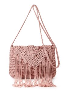 crossbody bag purse women cute hobo bag satchel bag summer beach bag knit bag shoulder bag tassels crochet tote handbags